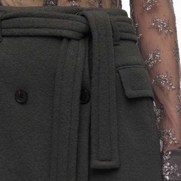 NWT. Zara Gray Limited Edition 100% wool High-Waisted Midi Skirt. Size S. - Picture 8 of 12